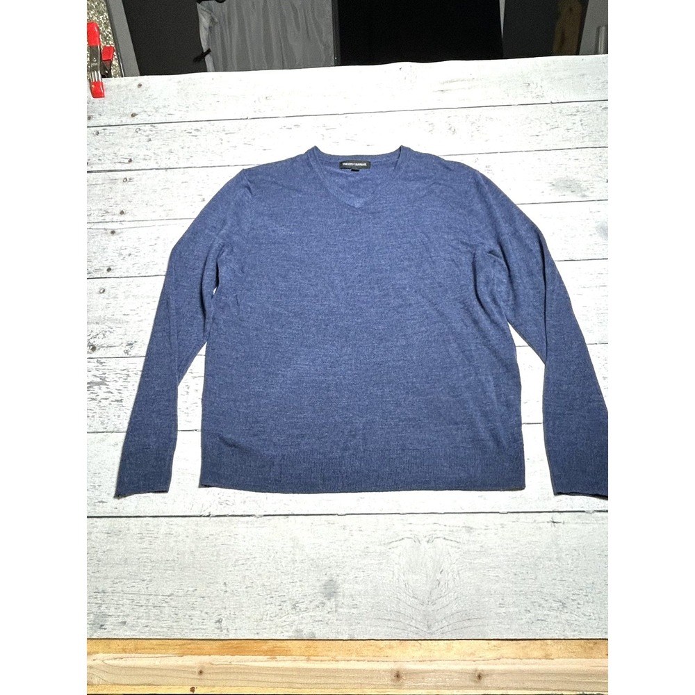 Tricots St. Raphael Mens Blue V-Neck Acrylic Knit Pullover Sweater Size L